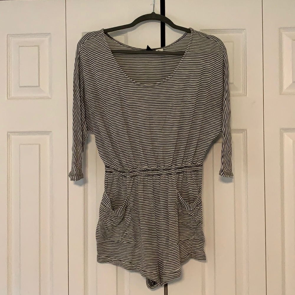 BDG black and white striped romper